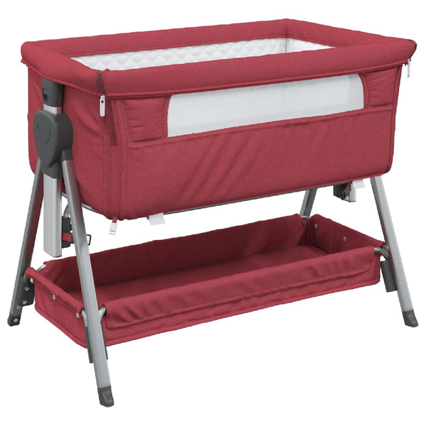 vidaXL Baby Cot with Mattress Red Linen
