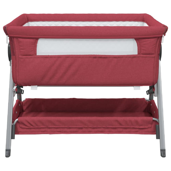 vidaXL Baby Cot with Mattress Red Linen