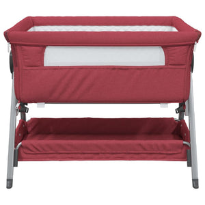 vidaXL Baby Cot with Mattress Red Linen