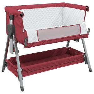 vidaXL Baby Cot with Mattress Red Linen
