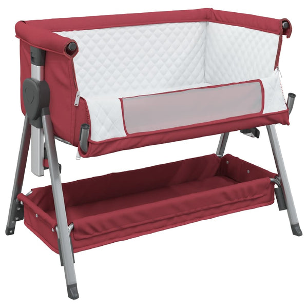 vidaXL Baby Cot with Mattress Red Linen