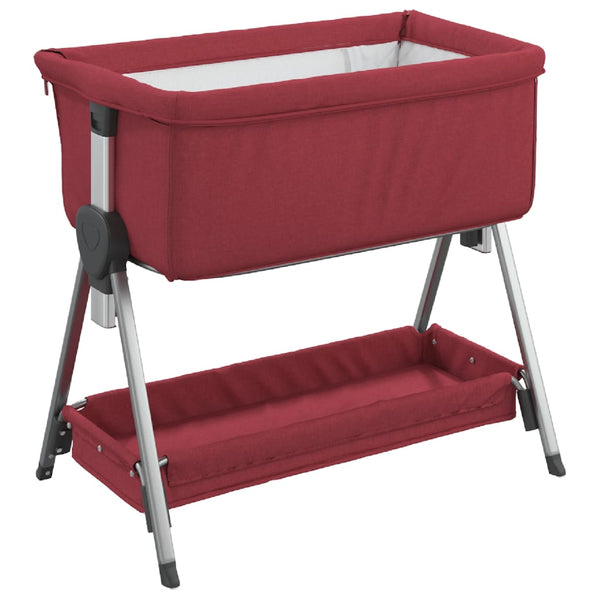 vidaXL Baby Cot with Mattress Red Linen