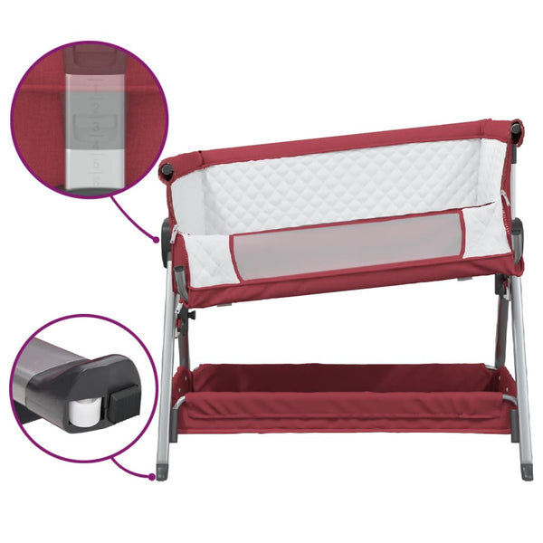 vidaXL Baby Cot with Mattress Red Linen