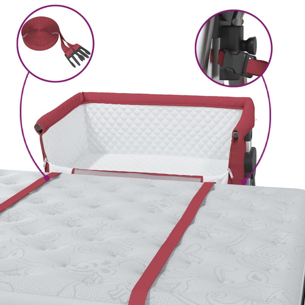 vidaXL Baby Cot with Mattress Red Linen