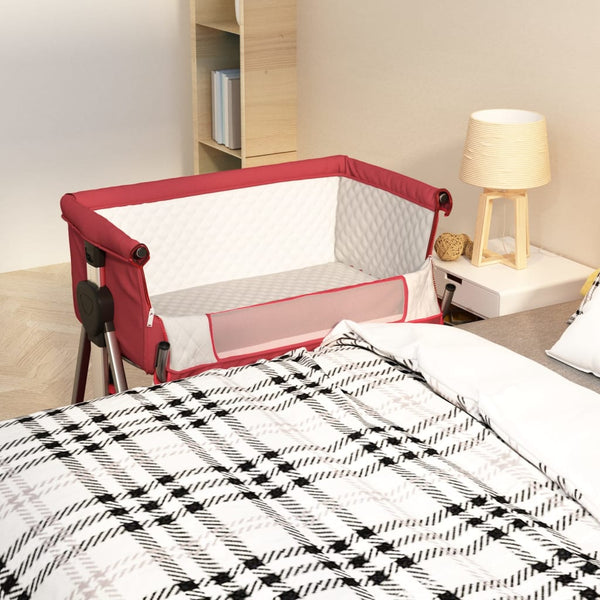 vidaXL Baby Cot with Mattress Red Linen