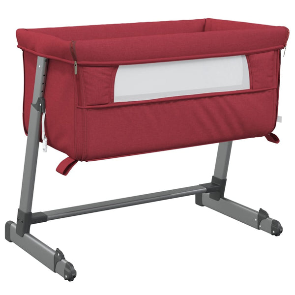 vidaXL Baby Cot with Mattress Red Linen