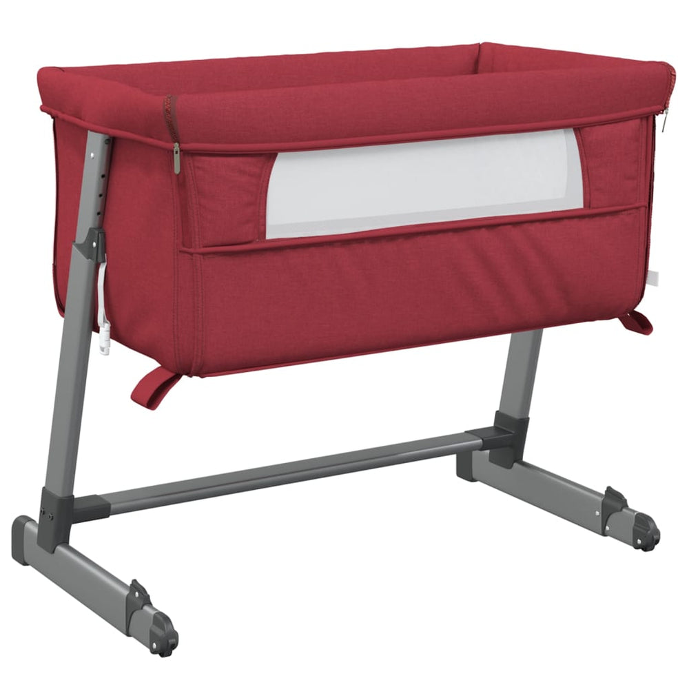 vidaXL Baby Cot with Mattress Red Linen