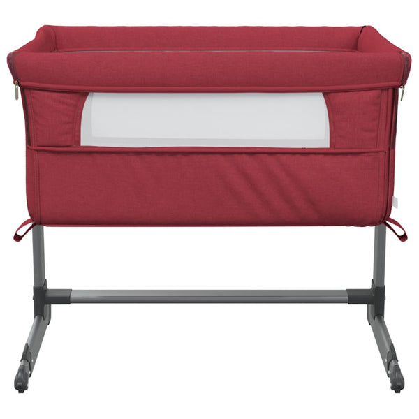 vidaXL Baby Cot with Mattress Red Linen