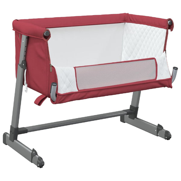 vidaXL Baby Cot with Mattress Red Linen