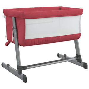 vidaXL Baby Cot with Mattress Red Linen