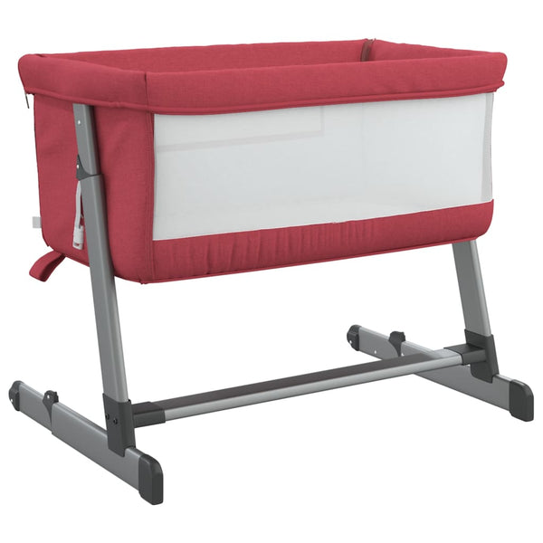 vidaXL Baby Cot with Mattress Red Linen