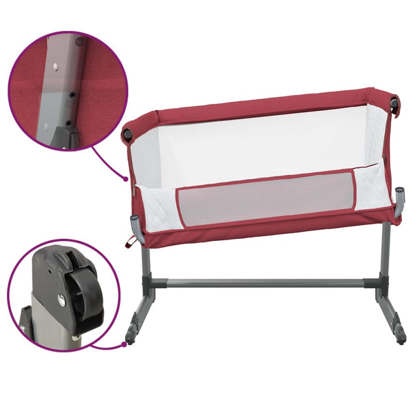 vidaXL Baby Cot with Mattress Red Linen
