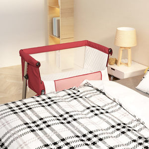 vidaXL Baby Cot with Mattress Red Linen
