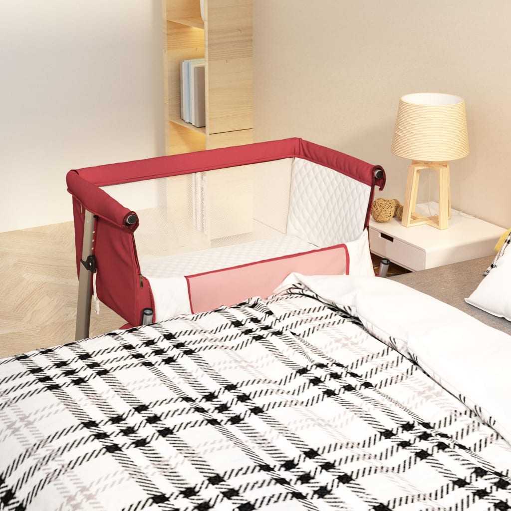 vidaXL Baby Cot with Mattress Red Linen