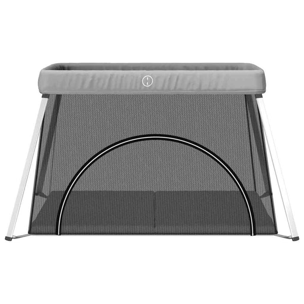 vidaXL Playpen with Mattress Light Grey Linen Fabric