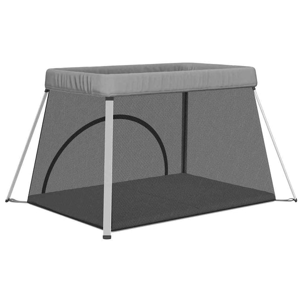 vidaXL Playpen with Mattress Light Grey Linen Fabric