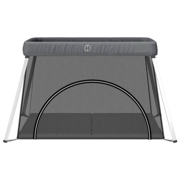 vidaXL Baby Playpen with Mattress Dark Grey Linen Fabric