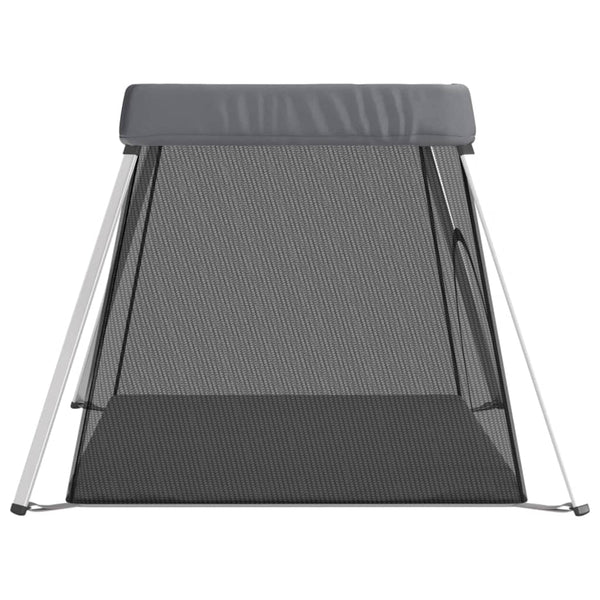 vidaXL Baby Playpen with Mattress Dark Grey Linen Fabric