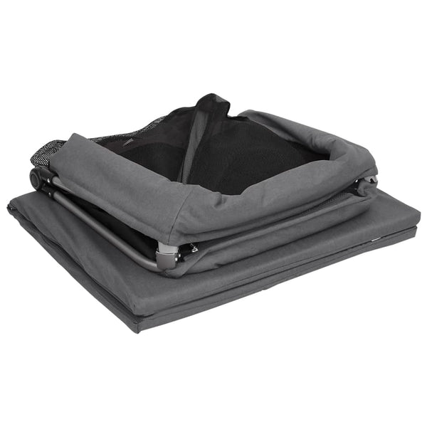 vidaXL Baby Playpen with Mattress Dark Grey Linen Fabric