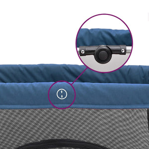 vidaXL Baby Playpen with Mattress Navy Blue Linen Fabric