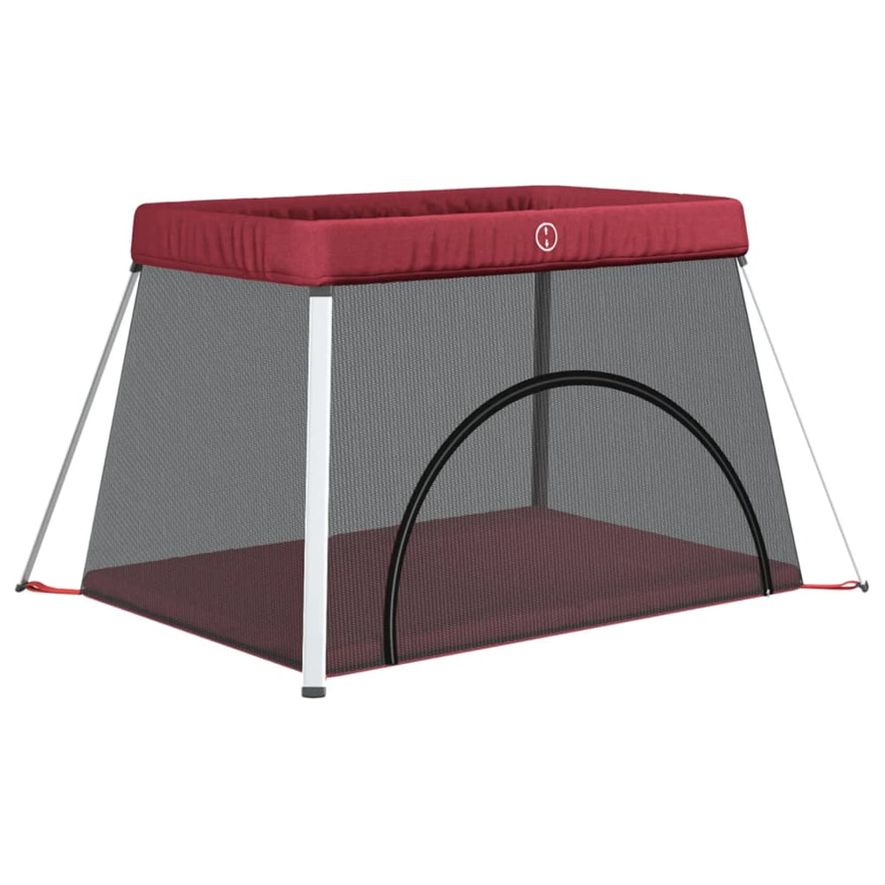 vidaXL Baby Playpen with Mattress Red Linen Fabric