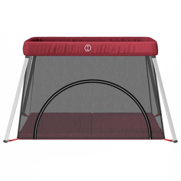 vidaXL Baby Playpen with Mattress Red Linen Fabric