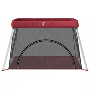 vidaXL Baby Playpen with Mattress Red Linen Fabric