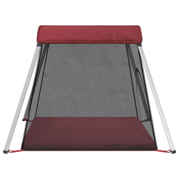 vidaXL Baby Playpen with Mattress Red Linen Fabric