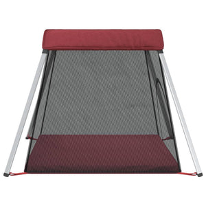 vidaXL Baby Playpen with Mattress Red Linen Fabric