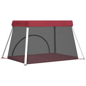 vidaXL Baby Playpen with Mattress Red Linen Fabric