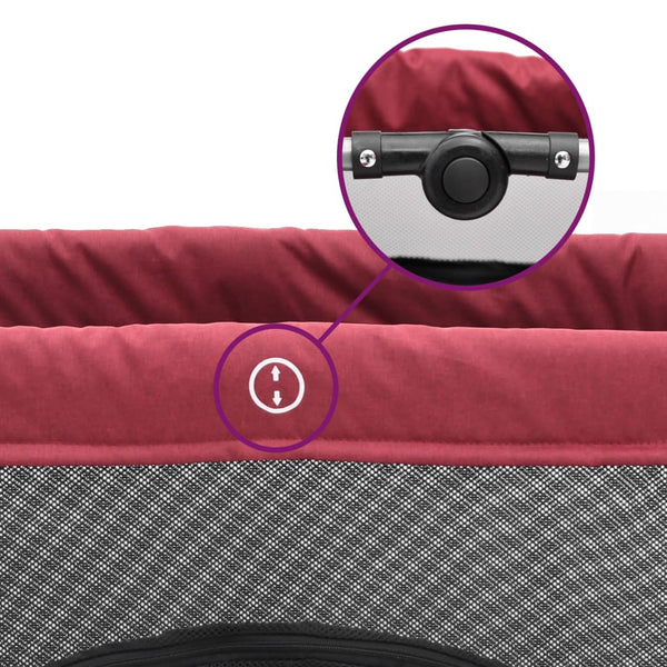 vidaXL Baby Playpen with Mattress Red Linen Fabric