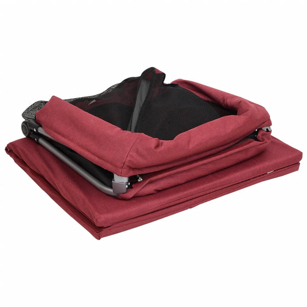vidaXL Baby Playpen with Mattress Red Linen Fabric