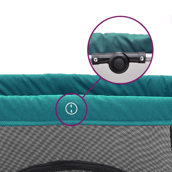 vidaXL Baby Playpen with Mattress Green Linen Fabric