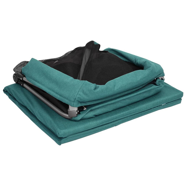 vidaXL Baby Playpen with Mattress Green Linen Fabric