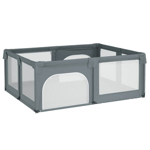 vidaXL Playpen with 2 Doors Light Grey Oxford Fabric