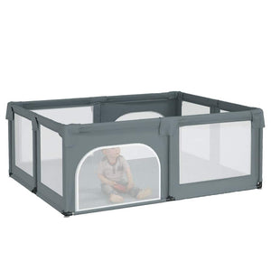 vidaXL Playpen with 2 Doors Light Grey Oxford Fabric