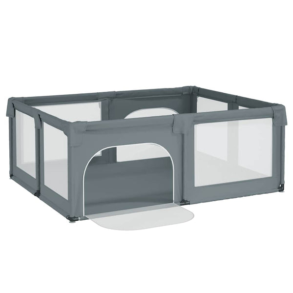 vidaXL Playpen with 2 Doors Light Grey Oxford Fabric