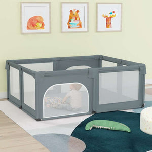 vidaXL Playpen with 2 Doors Light Grey Oxford Fabric