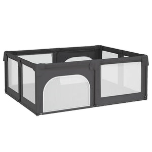 vidaXL Playpen with 2 Doors Dark Gray Oxford Fabric