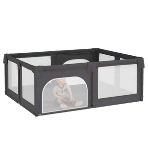 vidaXL Playpen with 2 Doors Dark Gray Oxford Fabric