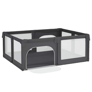 vidaXL Playpen with 2 Doors Dark Gray Oxford Fabric