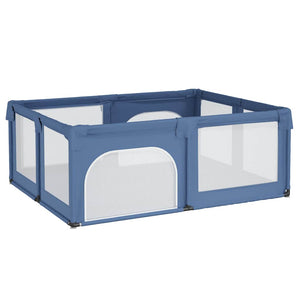 vidaXL Playpen with 2 Doors Light Blue Oxford Fabric