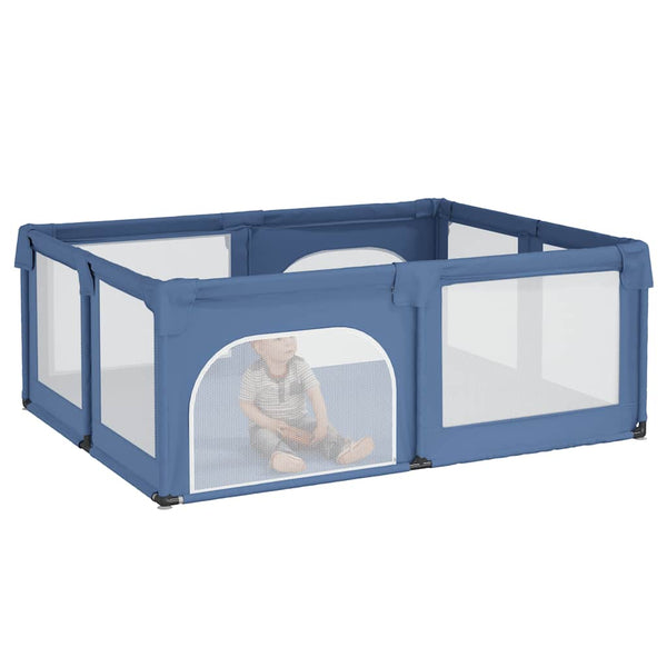 vidaXL Playpen with 2 Doors Light Blue Oxford Fabric
