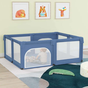 vidaXL Playpen with 2 Doors Light Blue Oxford Fabric