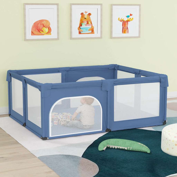 vidaXL Playpen with 2 Doors Light Blue Oxford Fabric