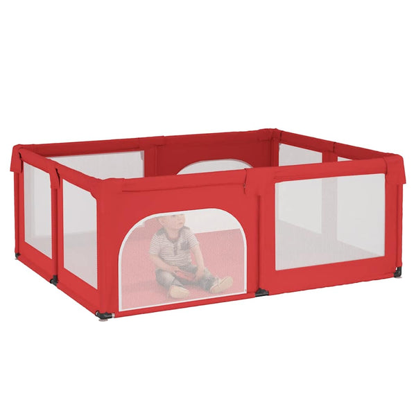 vidaXL Playpen with 2 Doors Red Oxford Fabric
