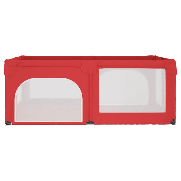 vidaXL Playpen with 2 Doors Red Oxford Fabric
