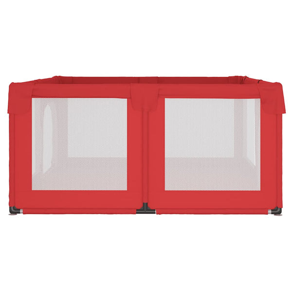 vidaXL Playpen with 2 Doors Red Oxford Fabric