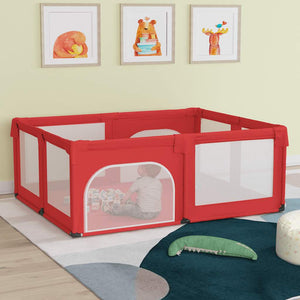 vidaXL Playpen with 2 Doors Red Oxford Fabric