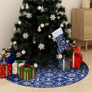Blaue Weihnachtsbaumdecke mit Socke 90cm